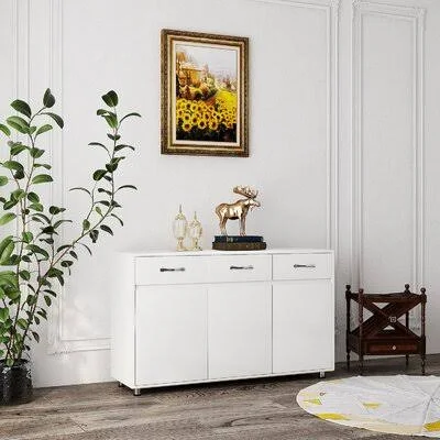 Jamiylah 52.4x22 Wide 3 Drawer Sideboard Latitude Run Color: White