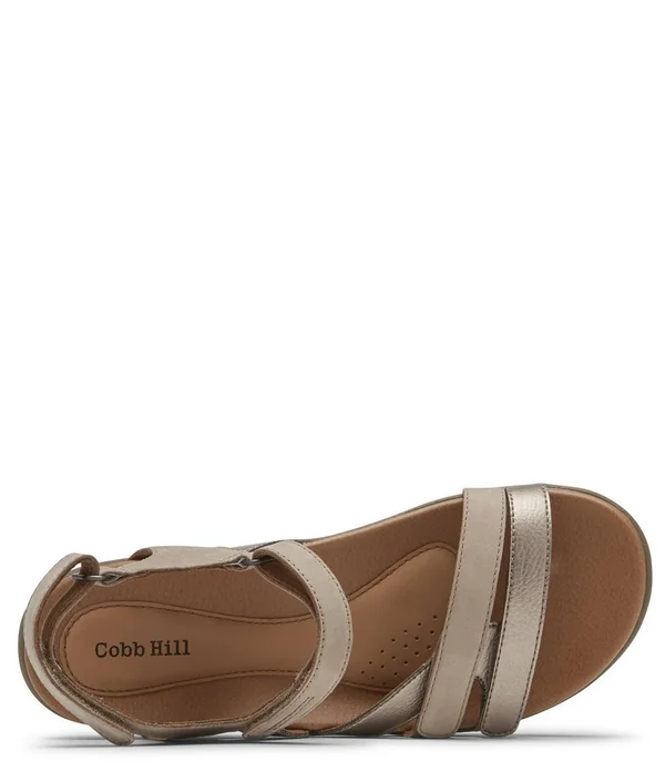 Cobb Hill Women's Rubey Instep 3-Strap Sandal Black Leather 9