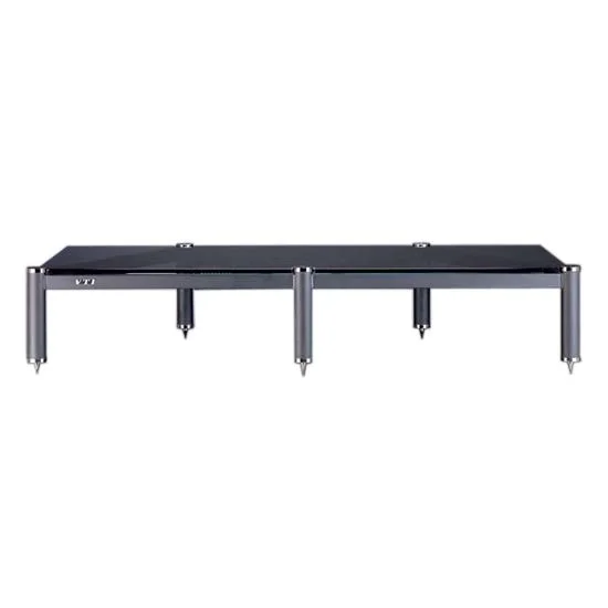 VTI BLG503SSB-02 Additional 7in. H Shelf for The BLG Series 3 Glass Shelf TV/AV Stand, Black Glass Shelf w/ Silver Poles & S