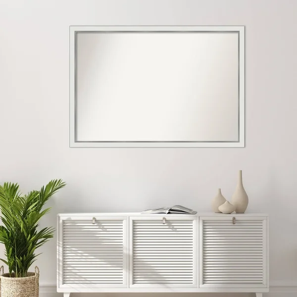 Choose Your Custom size - 34-in SIDE, Eva White Silver Narrow Framed Wall Mirror - 41 x 34-Inch