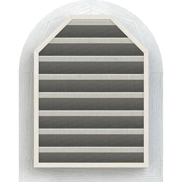 Ekena Millwork GVWRT22X2401RFPWR 22x22W x 24x22H Round Top Gable Vent (27x22W x 29x22H Frame Size): Primed, Functional, Rough Sa