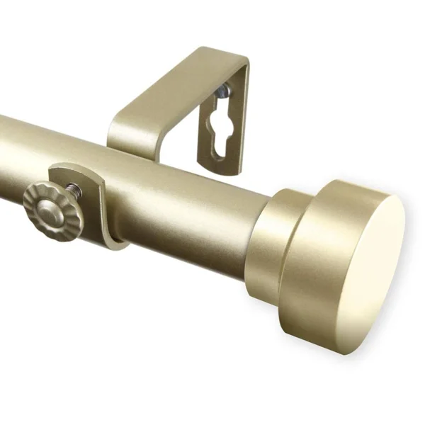 Hart & Harlow Cap 1-in 120-in to 170-in Light Gold Steel Single Curtain Rod, L100-37-993
