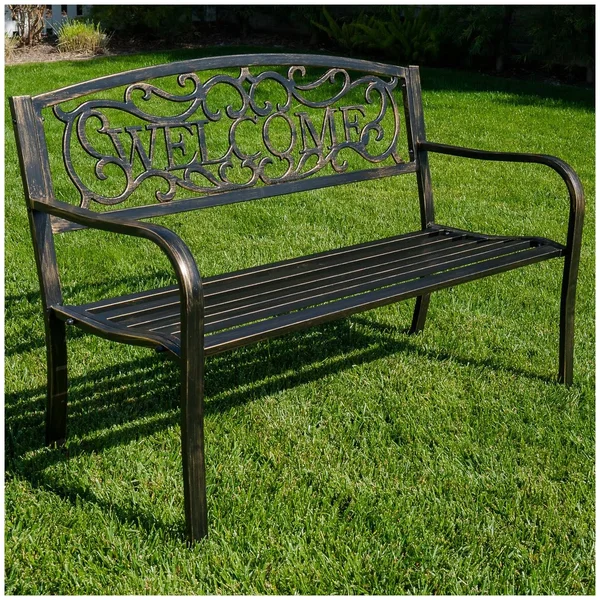 Belleze 50x22 Blossoming Garden Decorative Patio Park Bench, Bronze