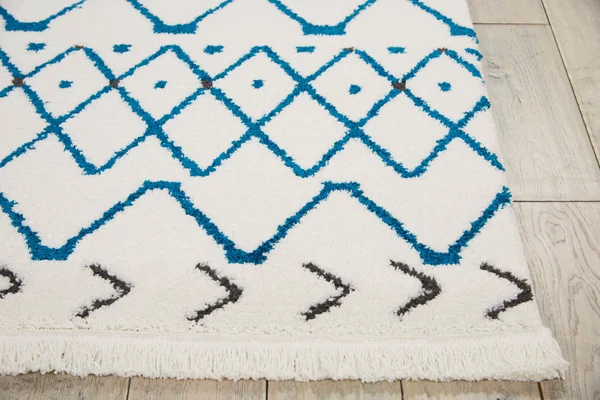 Nourison Kamala DS500 3&11x22 x 5&11x22 White Blue Area Rug
