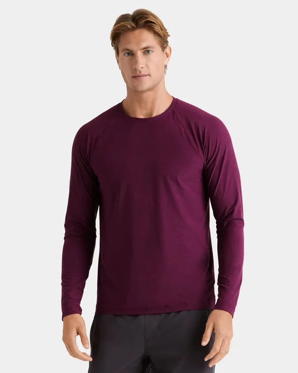 Men's Rhone Reign Long Sleeve Performance T-Shirt - Size Medium - Purple