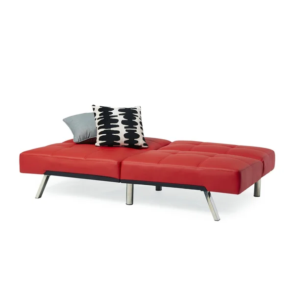Abbyson Aspen Bonded Leather Foldable Futon Sleeper Sofa, Red