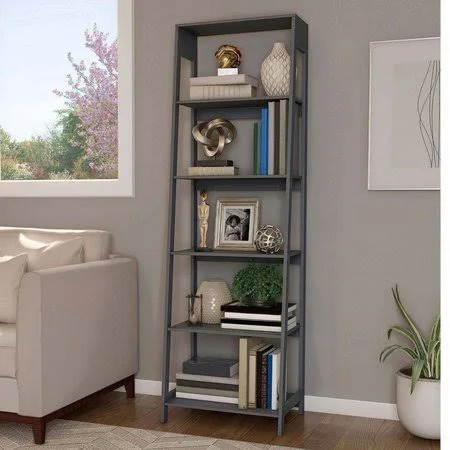 Hastings Home 471355Mzh Ladder-Style 5-Tiered Bookcase - Gray