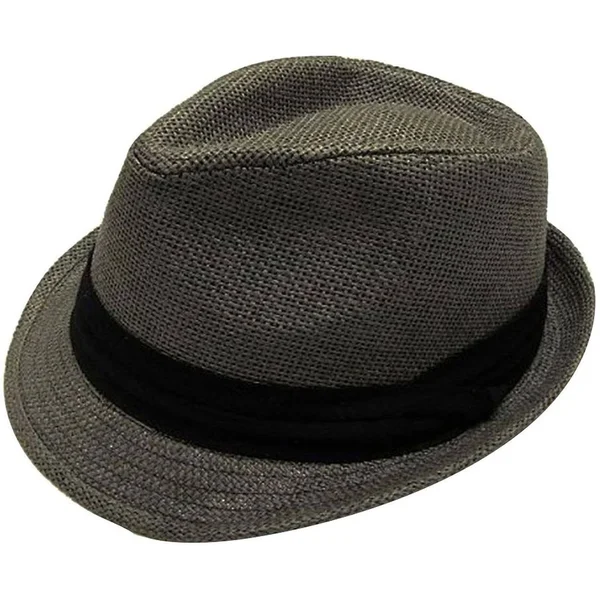 Simplicity Women Men Summer Double Colors Straw Fedora Hat w/ Rasta Band - Navy - SM