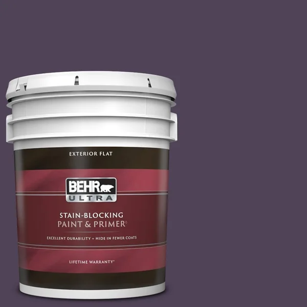 BEHR Ultra 5 gal. #S-H-660 Blackberry Harvest Flat Exterior Paint & Primer