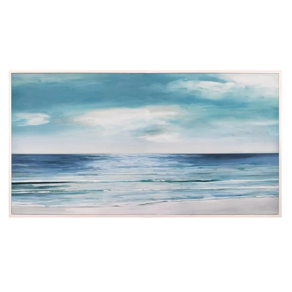 24x22 x 48x22 Shore Swatland Framed Wall Art Canvas Blue/Silver - Fine Art Canvas