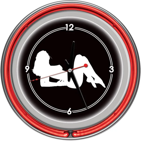 Shadow Babes - A Series - Clock w/ Two Neon Rings - Red