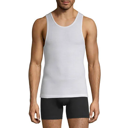 Stafford Dry+Cool Mens 4 Pack Sleeveless Tank Big & Tall, White, Big 2X-Large, Undershirts Tanks, Moisture Wicking|Quick