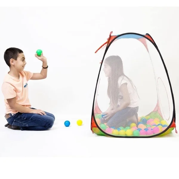 Dimple Childrens Pop Up Playhouse Tent with Set of 100 Colorful Balls Ball Pit with Basketball Hoop - for Indoor and Out