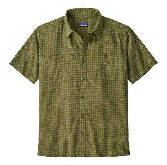Patagonia Men's Back Step Shirt Ikat Net: Palo Green, XXL