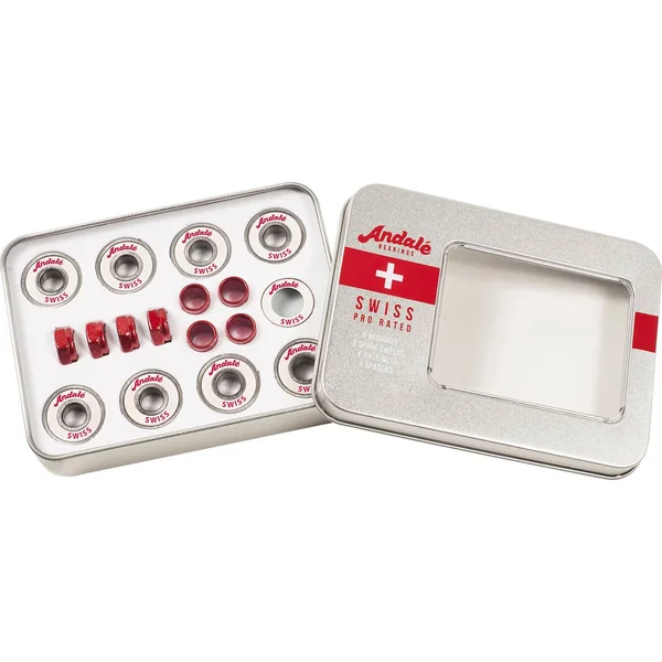 Andale Bearings 8mm Swiss Silver, White Includes Tin Box