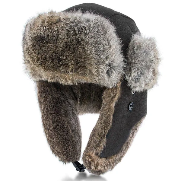 Walrus Hats Genuine Rabbit Fur Brown Trapper Hat - Brown - Large
