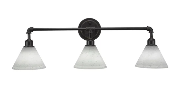 Toltec Lighting 183-DG-312 Vintage 3 Light Bath Bar in Dark Granite with 7 inch White Muslin Glass Shade
