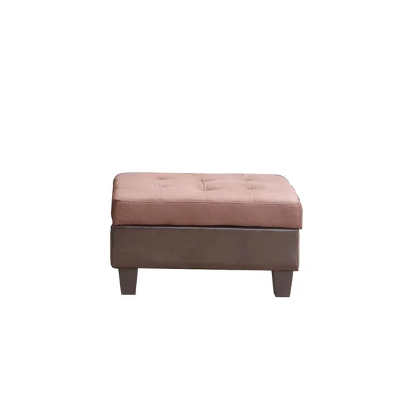 Nathaniel Home Bonded Chocolate Leather and Champion Ottoman - Brown