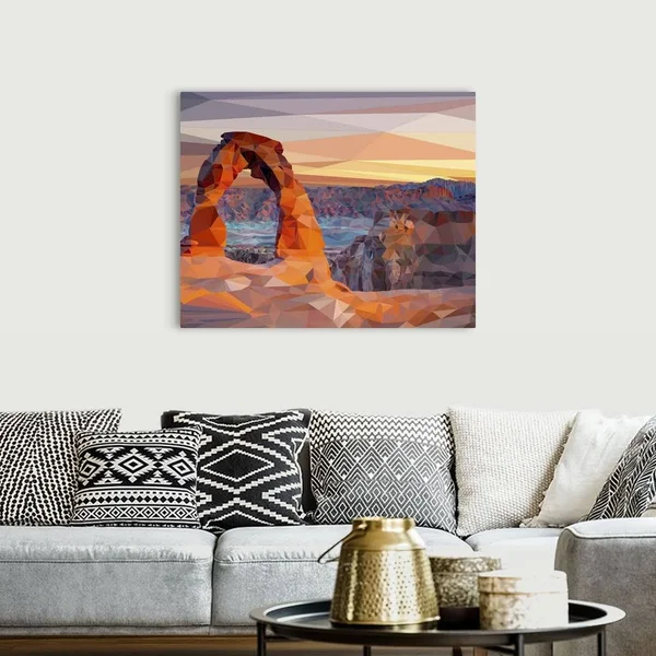 Arches National Park - Low-Poly Art - Canvas Wall Art, 45x36, Great Big Canvas