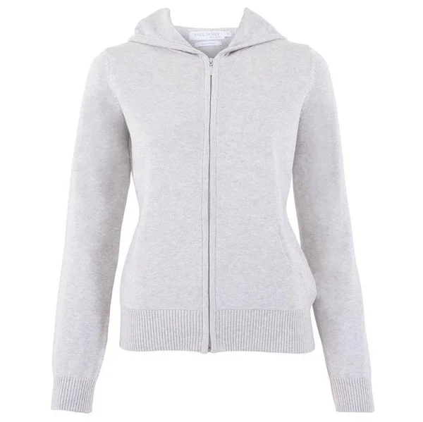 Womens 100% Cotton Zip Through Hoodie - Silver Grey, Xs