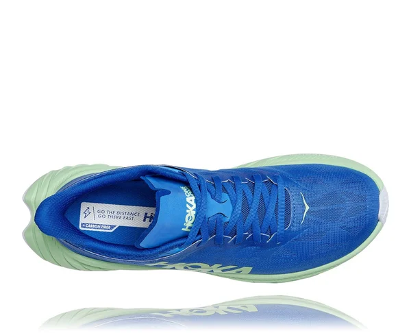 Men's Hoka One One Carbon x 2 9.5-D - Dazzling Blue, Green Ash