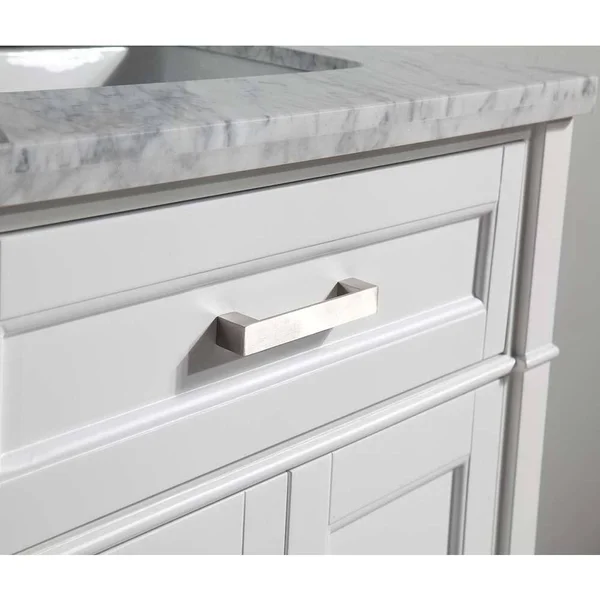 Vanity Art 24 inch Single Sink Bathroom Vanity Set with Carrara Marble Vanity top. - White