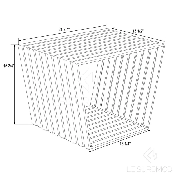 LeisureMod Trapezium Polished Stainless Steel Modern Slat Bench