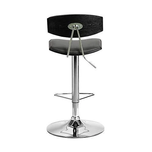 Armen Living Erik Faux Leather Swivel Barstool - Adjustable, Gray/Chro