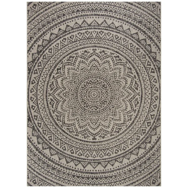 Safavieh Courtyard Collection CY8734-37112 Indoor/ Outdoor Runner - 2& 3x22 x 10&, Light Grey/Aqua