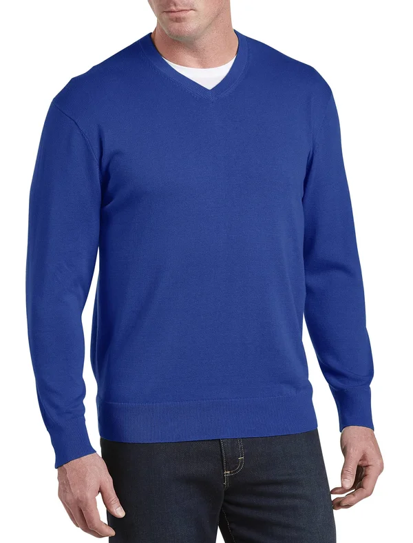 Big & Tall Harbor Bay V-Neck Pullover - Sodalite Blue - Size 6XT, Men's