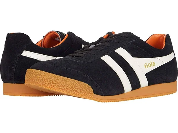 Gola Harrier Black Off White Orange Mens Suede Trainers - 8 UK