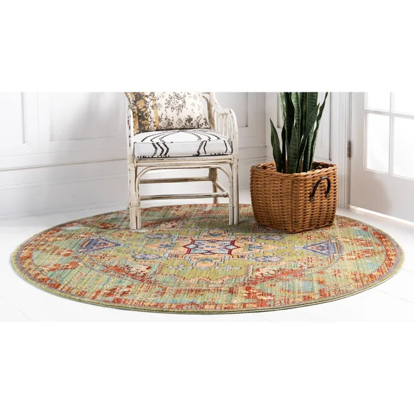 Unique Loom Austin Cabaletta Area Rug (6& x 6& Round - Light Green)