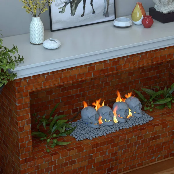 Regal Flame Human Skull Ceramic Wood Large GAS Fireplace Logs Logs for All Types
