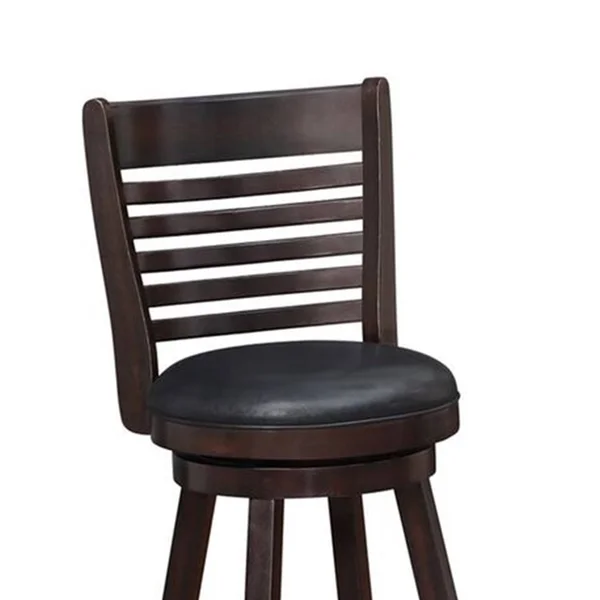 Swivel Counter Stool with Leatherette SEAT - Set of 2, Brown and Black