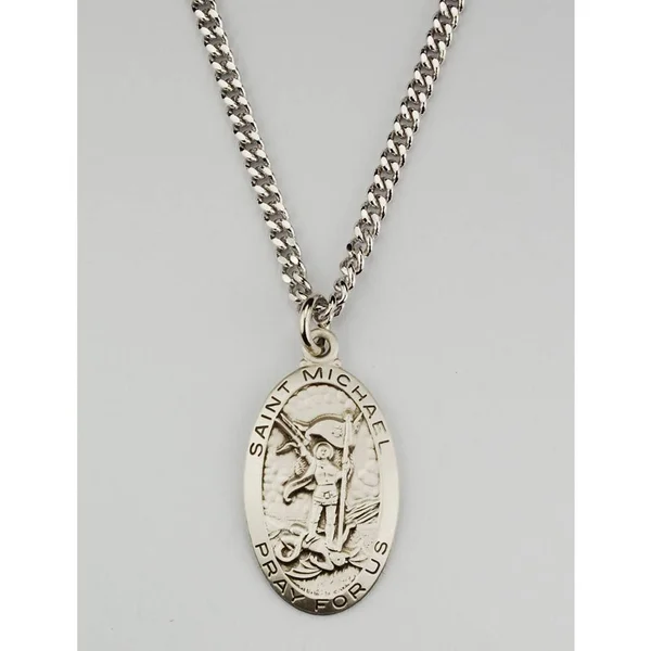 St. Michael Medal - Sterling Silver 24 inch Chain Personalizable