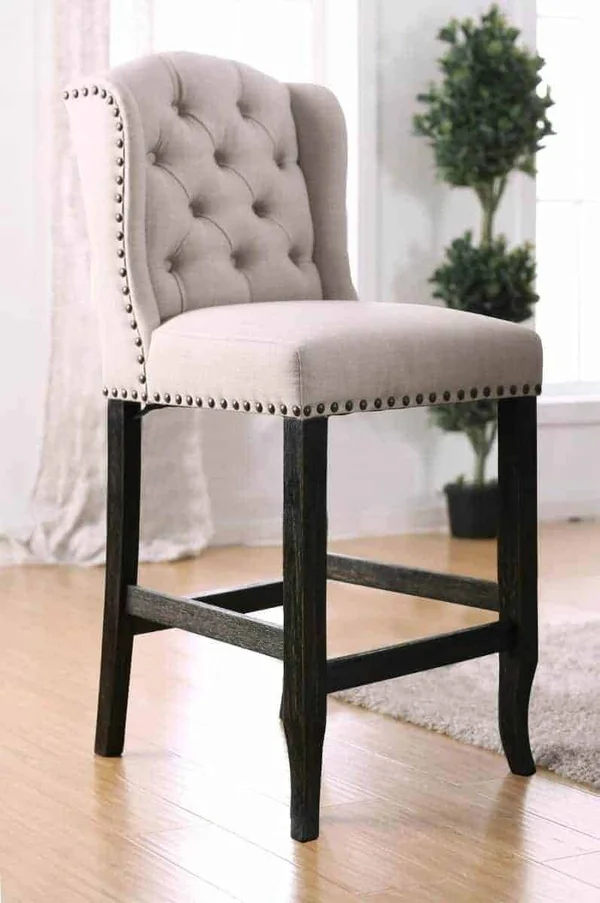 Furniture of America Freiden Upholstered Bar Chairs - Set of 2, Beige