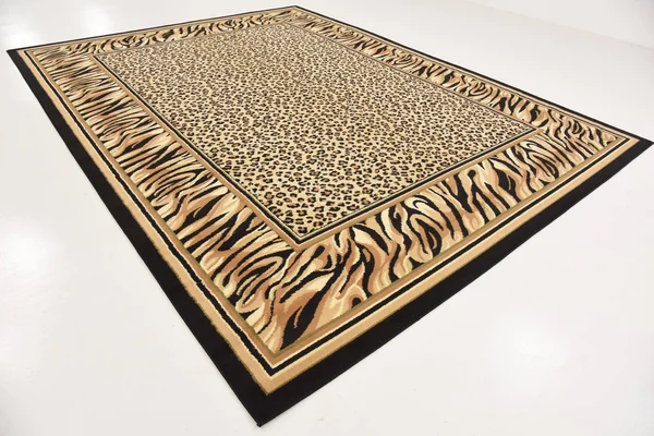 Unique Loom Cheetah wildlife Area Rug - 9& x 12& Light Brown