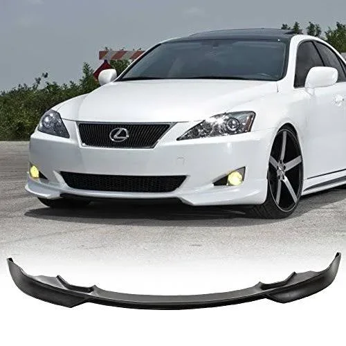 Ikonmotorsports Compatible with 06-08 Lexus IS250 IS350 IK Style Poly Urethane Front Bumper Lip SPOILER - Black