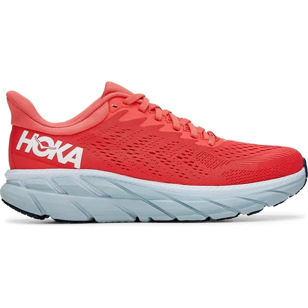 Hoka One One Women's Clifton 7 Running Shoes, Coral/White