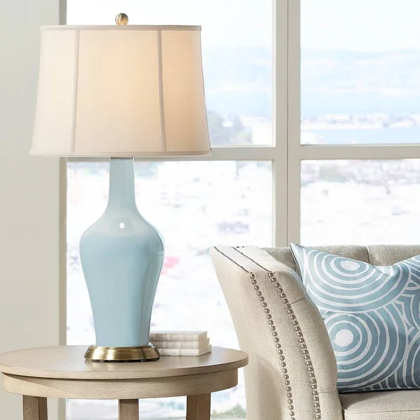 Color + Plus Rain Anya Table Lamp, Blue