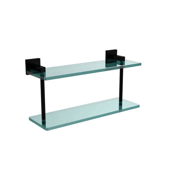 Allied Brass MT-2-16-BKM Montero Collection 16 in. Two Tiered Glass Shelf Matte Black