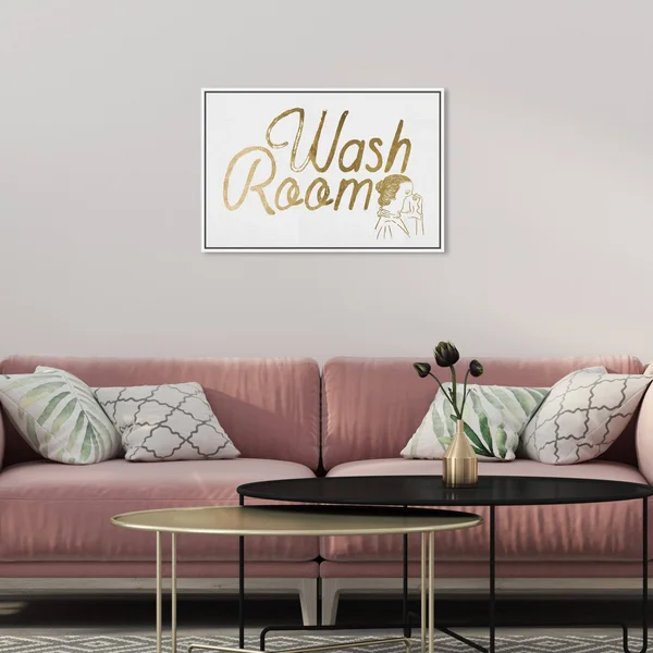 Oliver Gal 'Wash Room' Bath and Laundry Wall Art Framed Canvas Print Laundry - Gold, White - 24 x 16