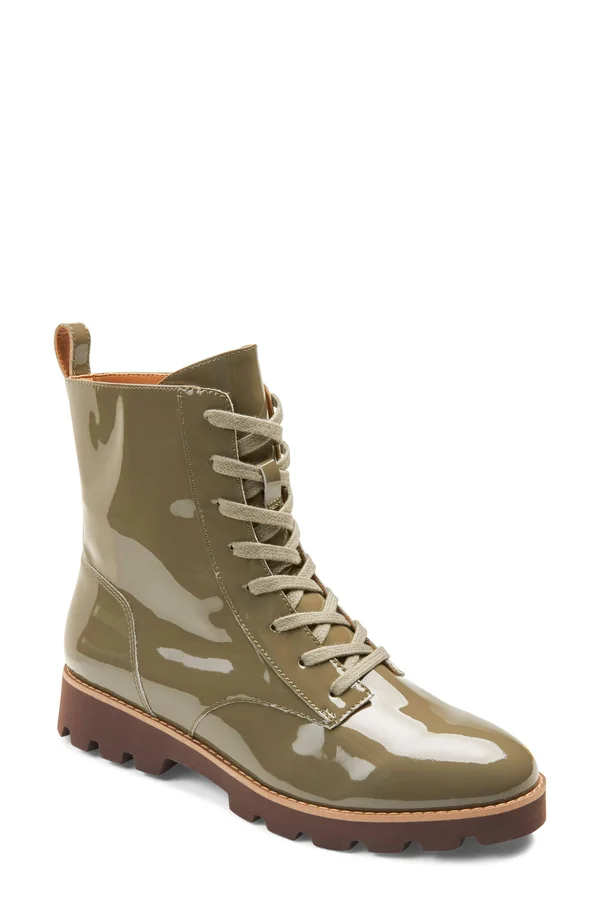Vionic Lace-Up Boot-Lani, Size 7 Medium, Olive