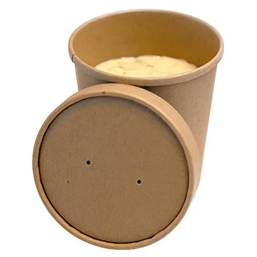 200-ct Disposable 12-oz Bio Soup Container - Medium Kraft Soup Cups: Perfect for Cafes - Eco-Friendly Recyclable Paper Cup - Who