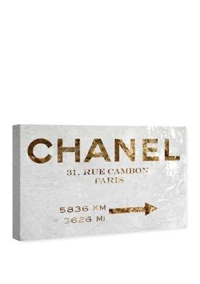 Oliver Gal Gold &Couture Road Sign& Fashion and Glam Wall Art Canvas Print