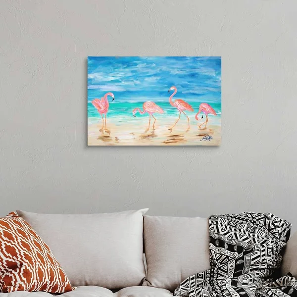 Flamingo Beach, Canvas Wall Art, 30x20, Great Big Canvas
