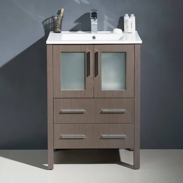 Fresca Torino Single Bathroom Vanity Set - Gray Oak, 24x22