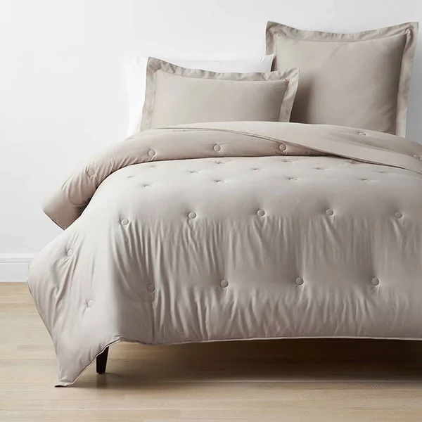 Company Cotton Bamboo Sateen Comforter - Sand - Beige, Size Twin, The Company Store