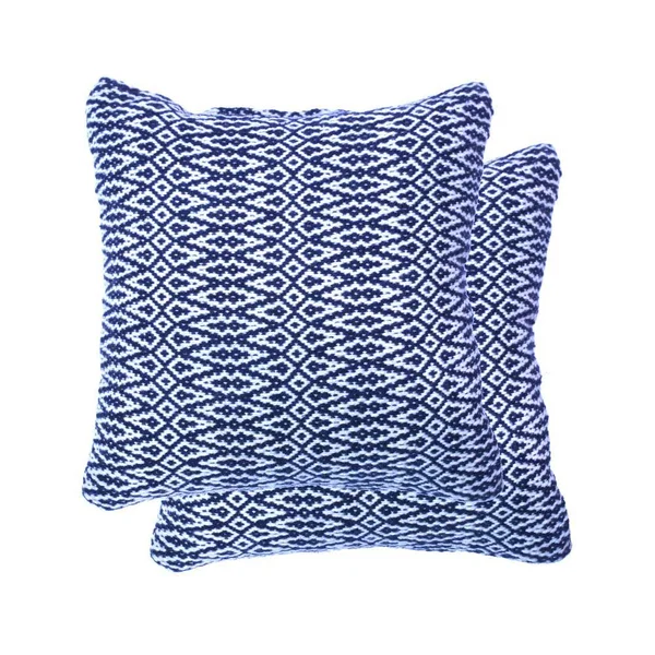 Plantation Patterns 18 in. Square Navy Outdoor Throw Pillow (2-Pack) - Blue