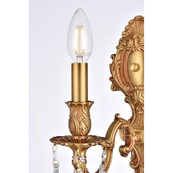Fleur Illumination Collection Wall Sconce D:5in H:11.5in E:8.5in Lt:1 French Gold Finish (Elegant Cut Crystals)